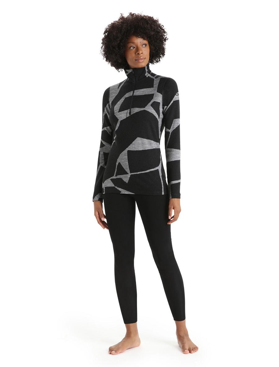 Une pièce Icebreaker Merino 250 Vertex Long Sleeve Half Zip Thermal Top Fractured Landscapes Femme Noir | FR 1788JPQJ